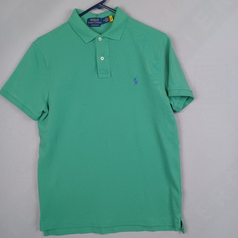 Polo Ralph Lauren Polo Shirt Men's M Medium Green Short Sleeve Custom Slim Fit